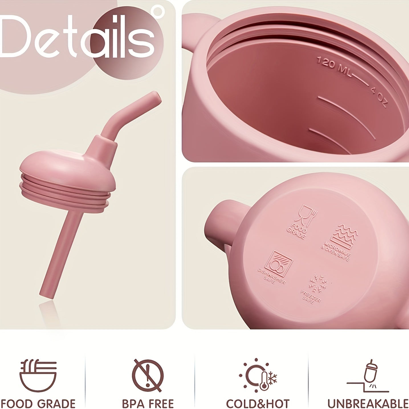 Kids Silicone Drinking Cup with Handles and Straw for Smoothies and Snacks