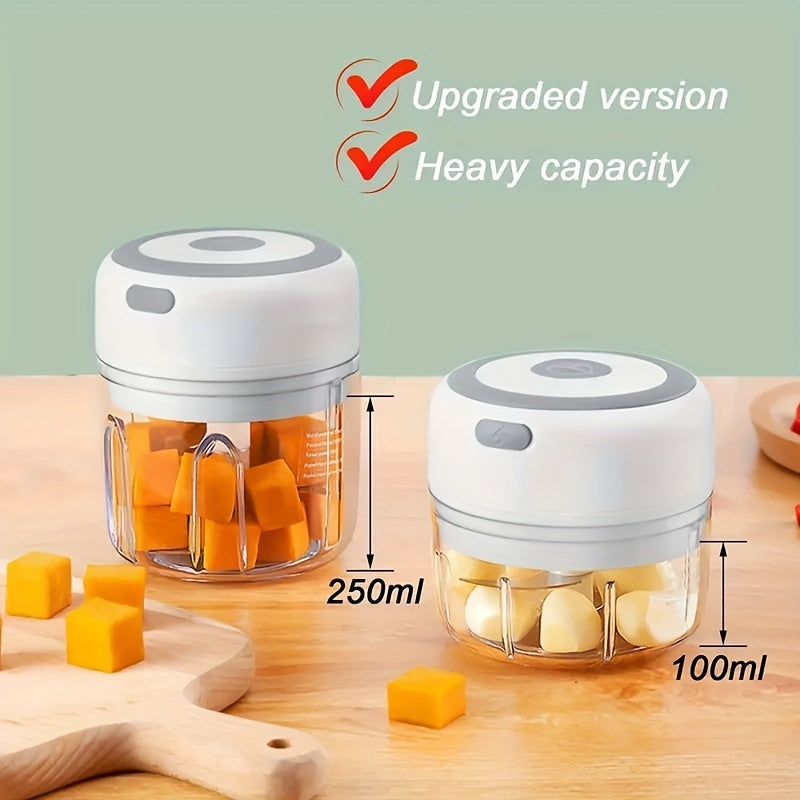 Electric Mini Garlic Chopper with 100/250ml Capacity USB Food Grinder Vegetable Crusher