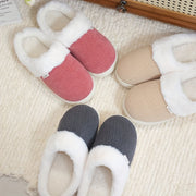 Unisex Fuzzy Slip-On Indoor House Slippers Warm Thick Plush Red Gray Beige