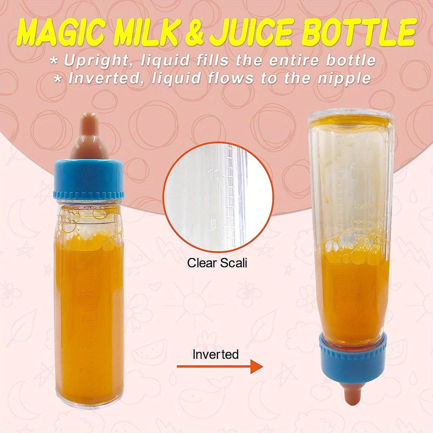 Kichiklar uchun sut va sharbat shishalari bilan Baby Doll ovqatlantirish to'plami va o'yinchoq pacifieri