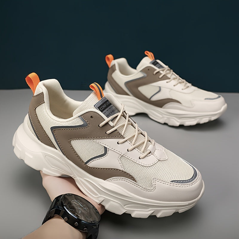 Erkaklar uchun prep stili sport krossovkalari, nafas oladigan to'r bilan, soxta pastki dizayn, bir rangda. Tasodifiy yugurish va mashg'ulotlar uchun ideal. Yuqori burchak, EVA taglik, mato ichki qismi va bog'ichli yopish bilan ajralib turadi.