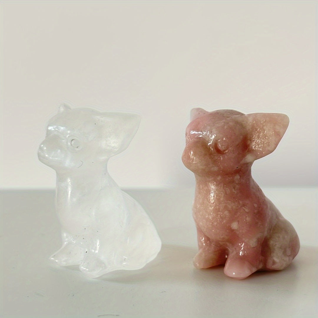 Crystal Chihuahua Dog Carving Natural Crystal Home Decor Office Decor Gift