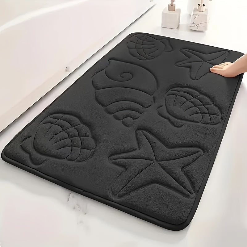 High-Density 25D Sponge Bath Mat with Soft Starfish Shell Embossing Non-Slip Absorbent for Bathtubs Showers