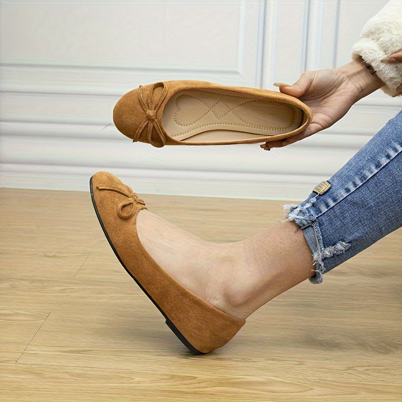 Women's Flat Shoes Suede Bowknot Slip-On Ballet Flats All-Season Solid Color