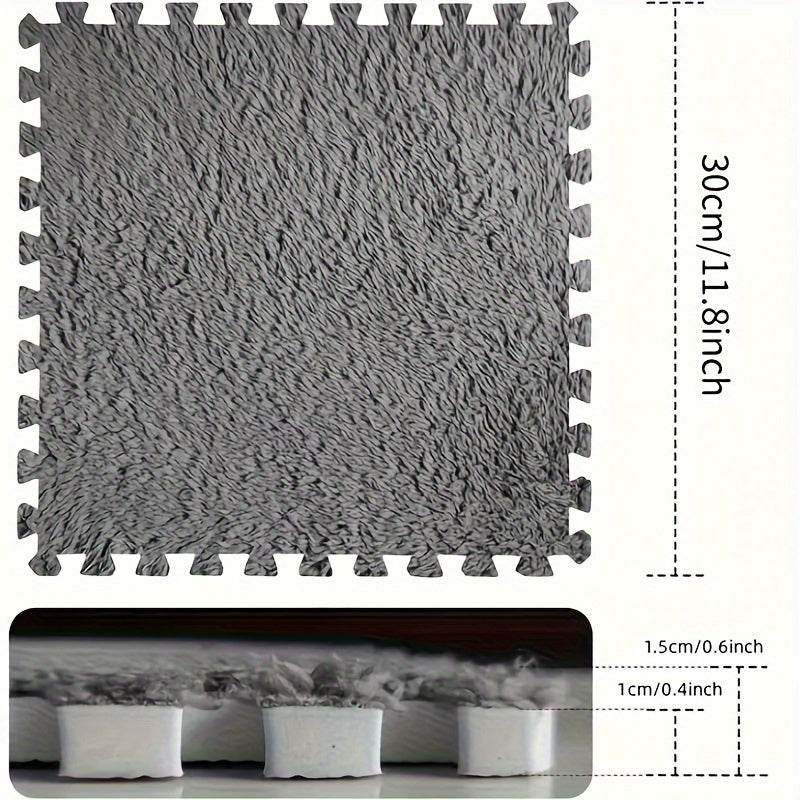 Washable Plaid Carpet Tiles for Bedroom and Living Room Decor Set of 40