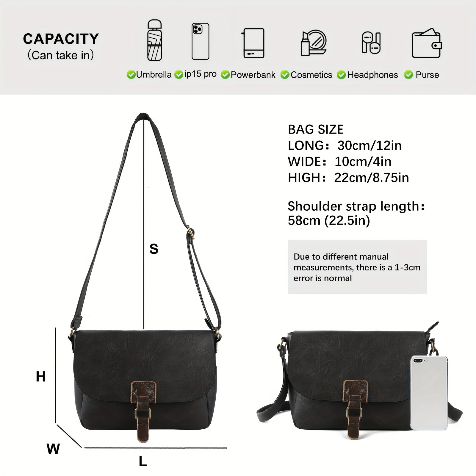 Cowboy-Inspired Crossbody Bag for Women with Vintage Touch and Casual Style in PU Leather