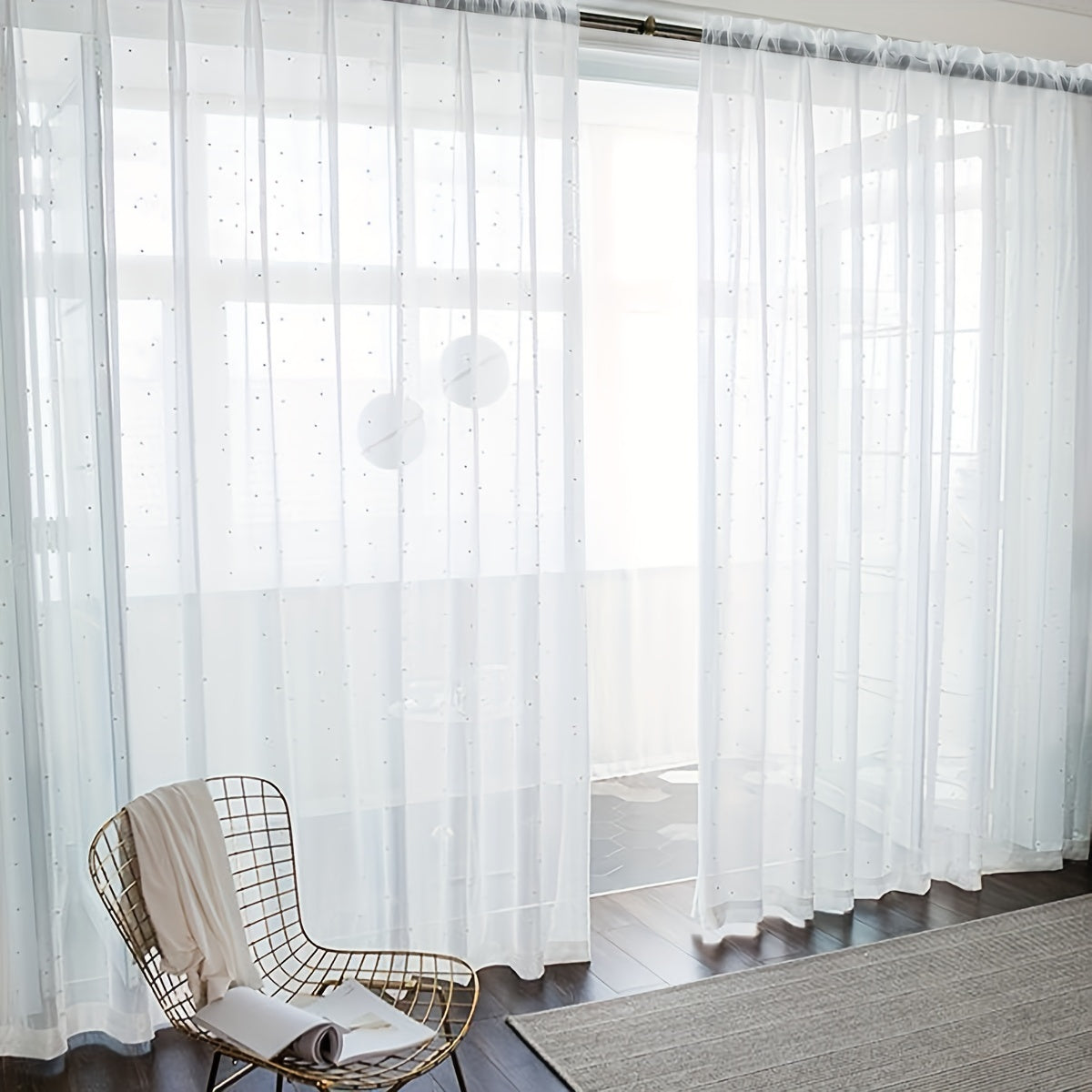Translucent White Chiffon Sheer Curtain for Living Room and Bedroom
