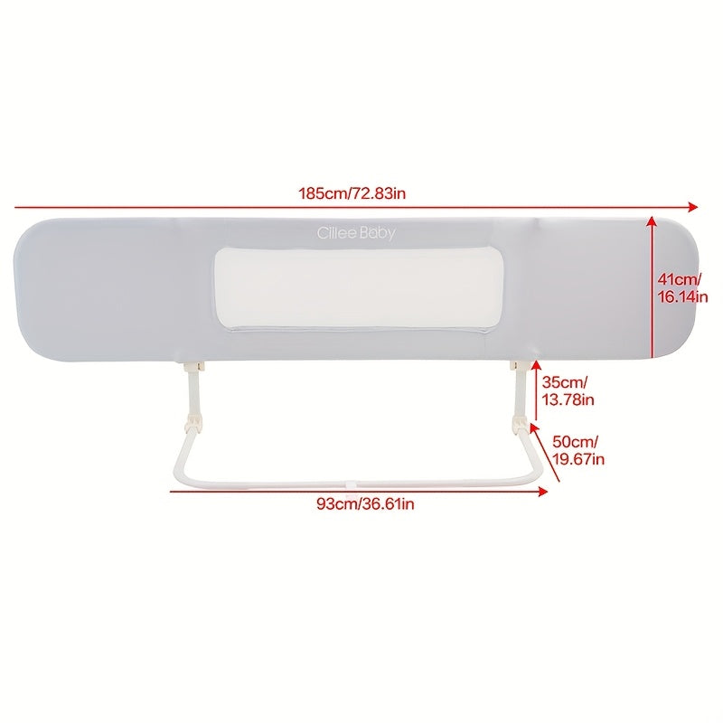 Kids Bed Safety Rail Gray Polyester Full Size Bed Guardrail Foldable Washable Fall Protection