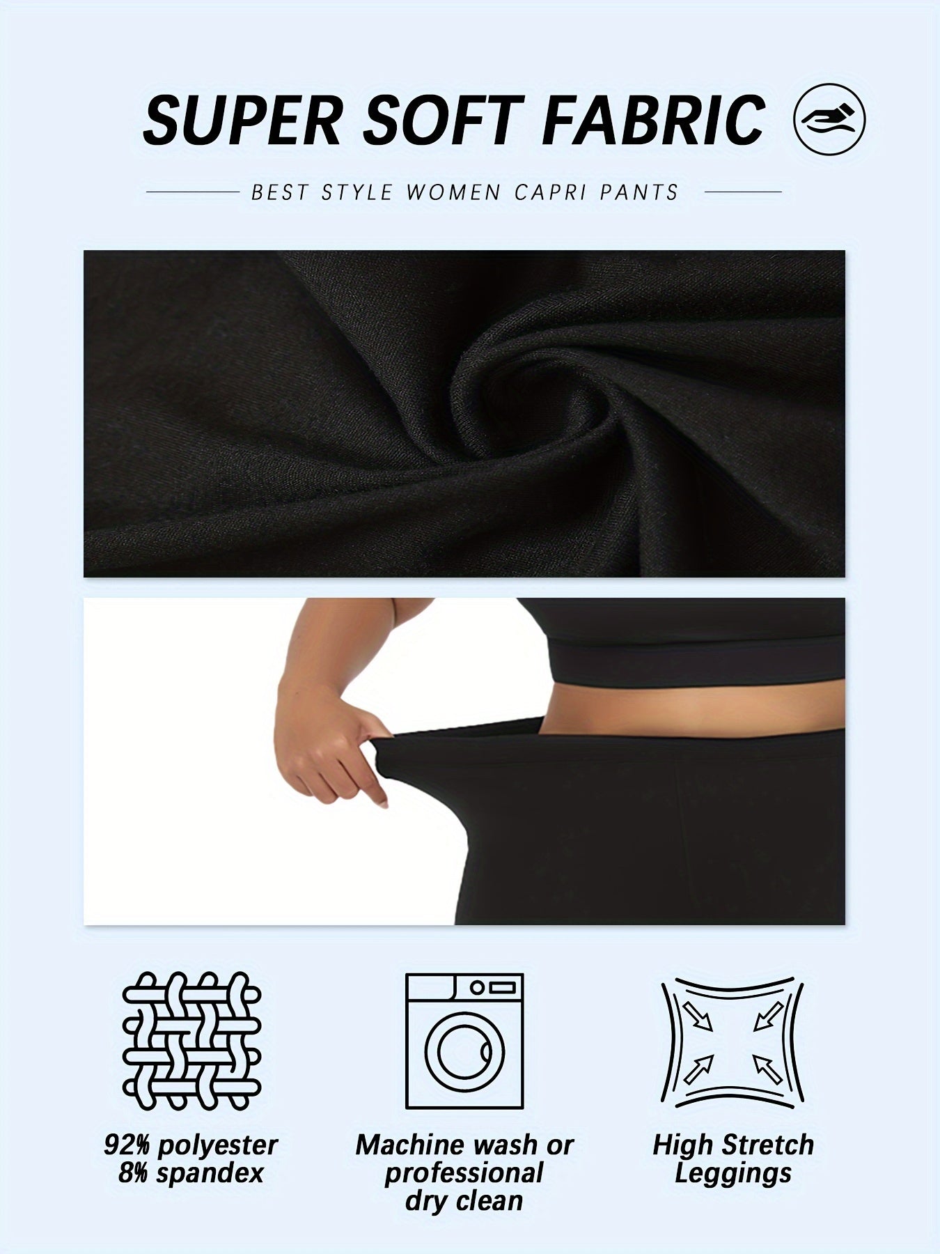 Plus Size Women's Yoga Leggings High Waist Moisture-Wicking Stretchy 5 Pack