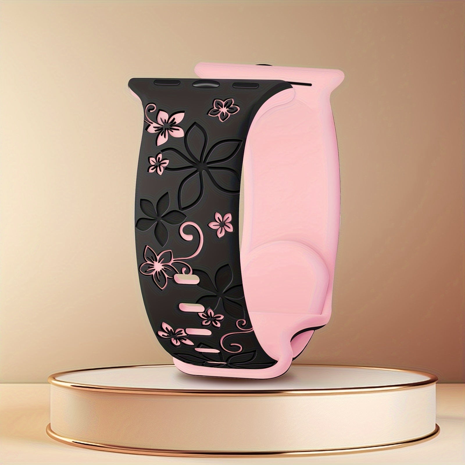 Ayollar uchun turli o'lchamlarda iWatch uchun gullar bilan o'yilgan silikon sport tasma.