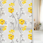 Yellow Floral Pattern Static Cling Window Film for Privacy and Home Decor