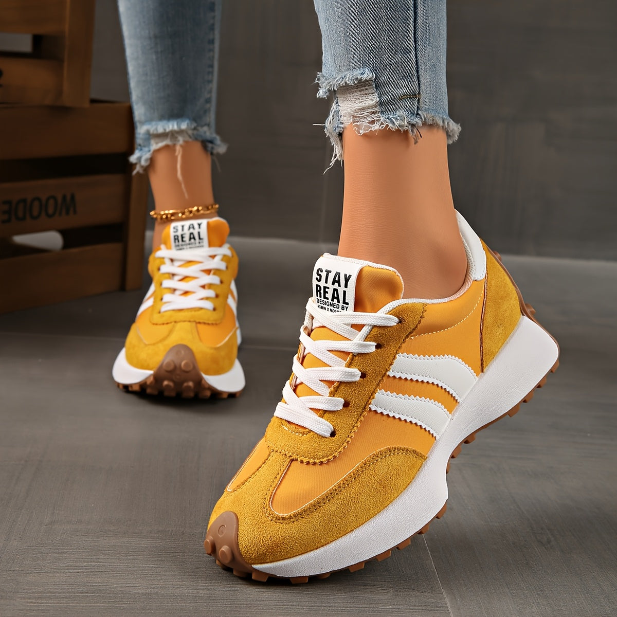 Women’s White Green Casual Sneakers with Rubber Soles and Mesh Panels