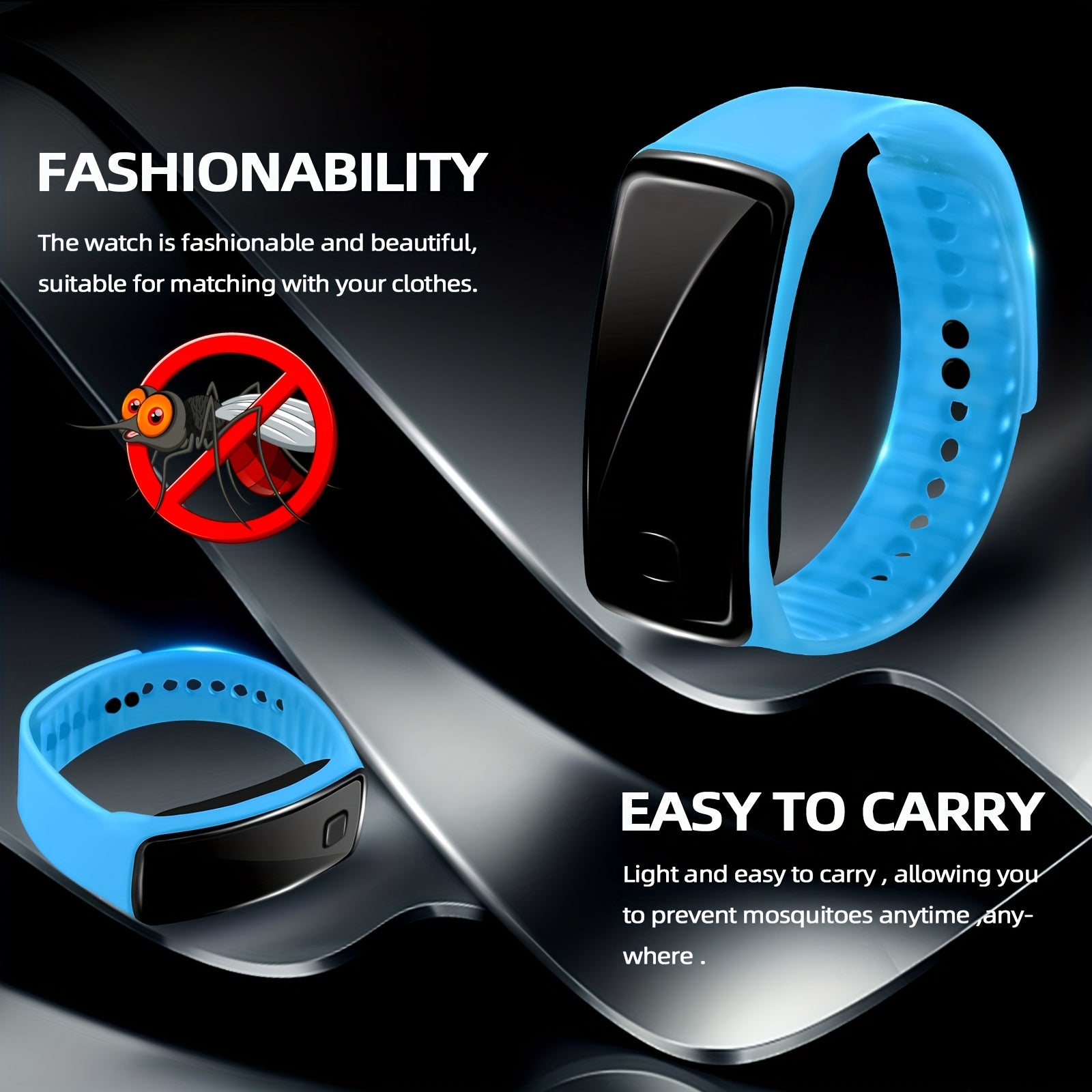 Unisex Silicone Mosquito Repellent Bracelet Outdoor Bug Protector Blue