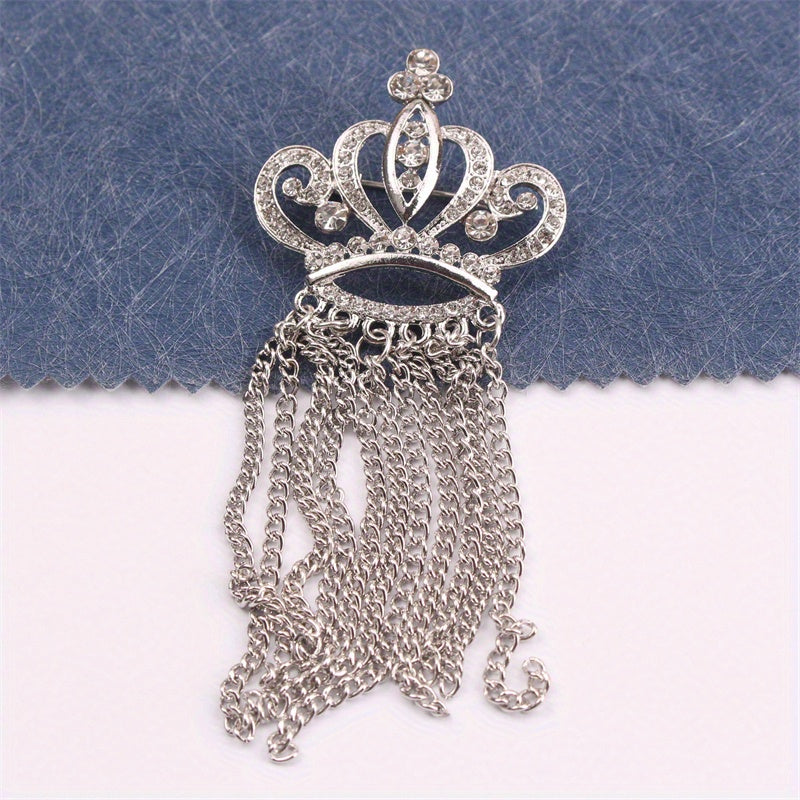 Rhinestone Crown Brooch Elegant Jewelry Accessory for Clothing Bags Hats