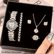 Ayollar uchun 6 ta kumush kvarts soatlari, zink alloy taqinchalari va zargarlik sovg‘a to‘plami