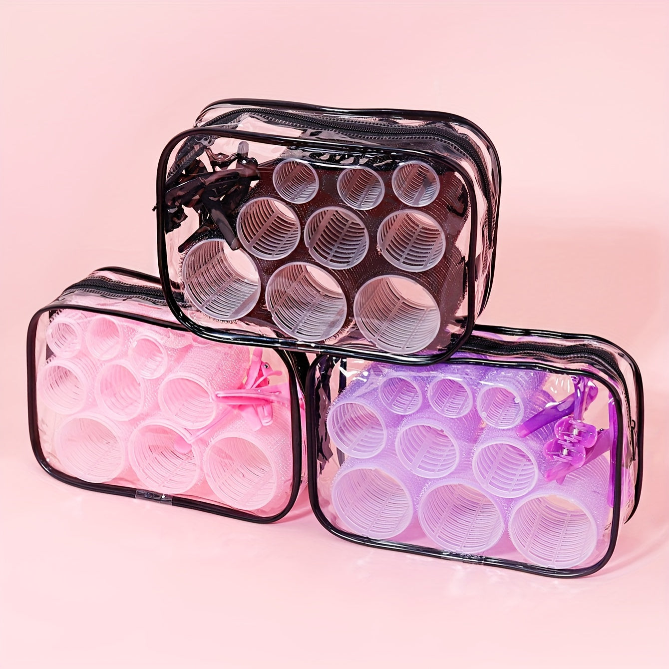 19-Piece Heatless Curlers Set with Clips and Storage Bag for DIY Hair Styling