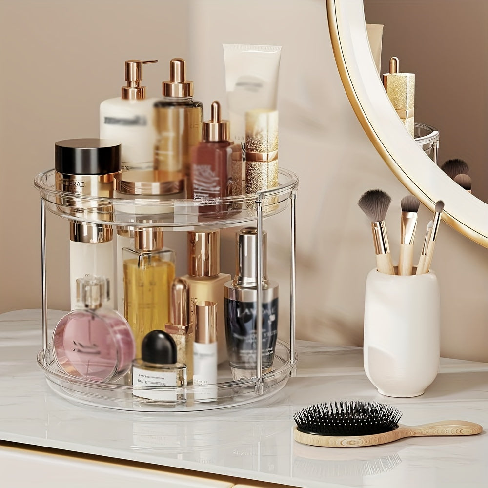 Organizador de plato giratorio Lazy Susan de 2 niveles, estante para especias de 23.5cm para cocina y baño