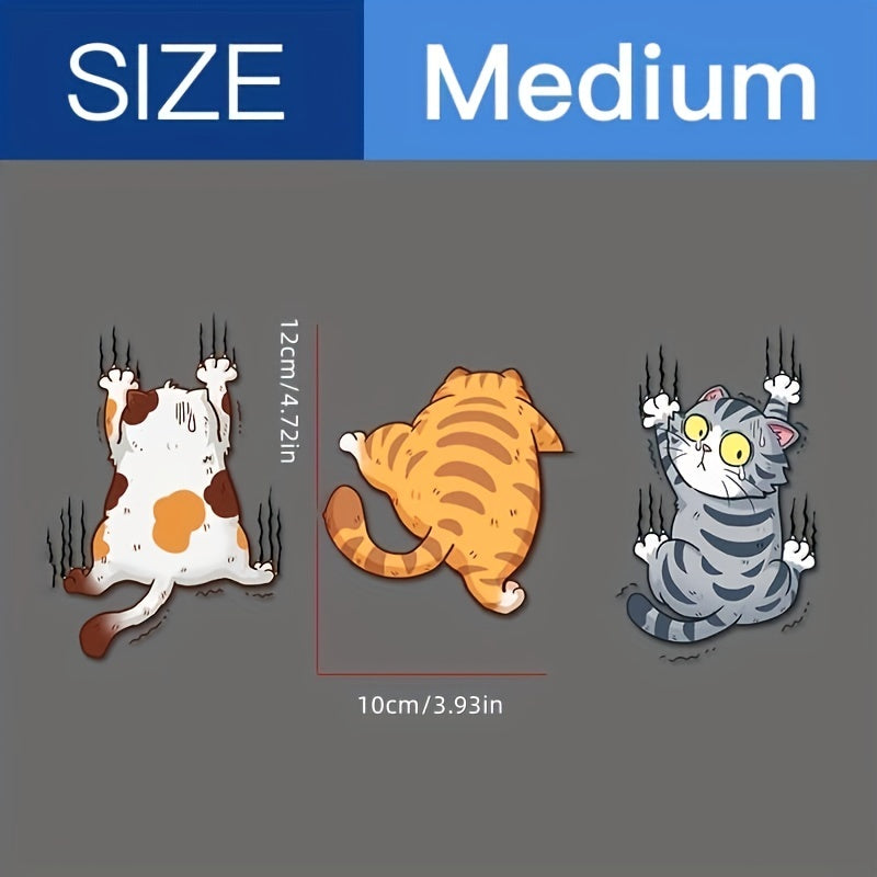 3 шт. игривых наклеек с котами из винила, прочный ПВХ, средний размер, для автомобиля, грузовика, стены, окна, бамперов