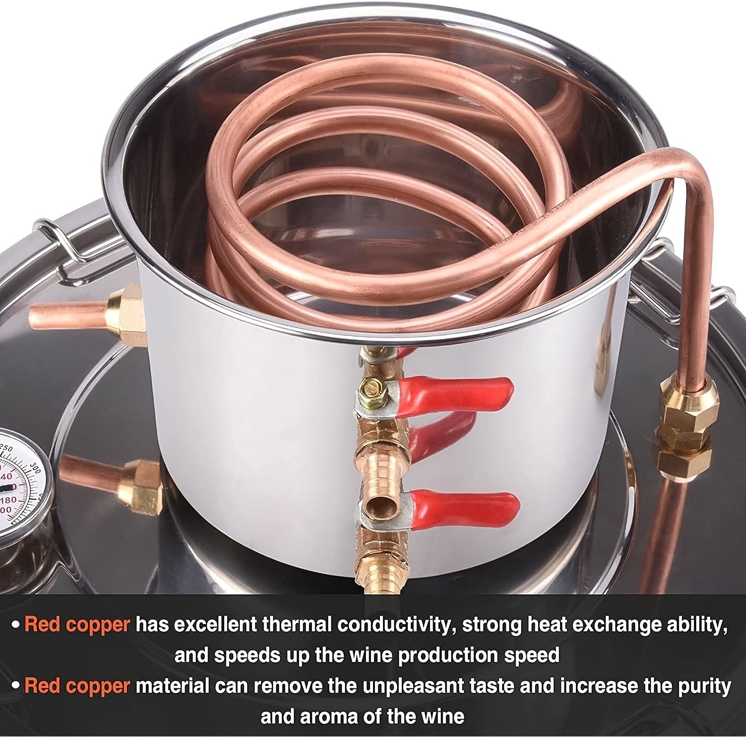 2-Gallon Copper Alcohol and Ethanol Distiller No Electricity Needed for Spirits Water Purification