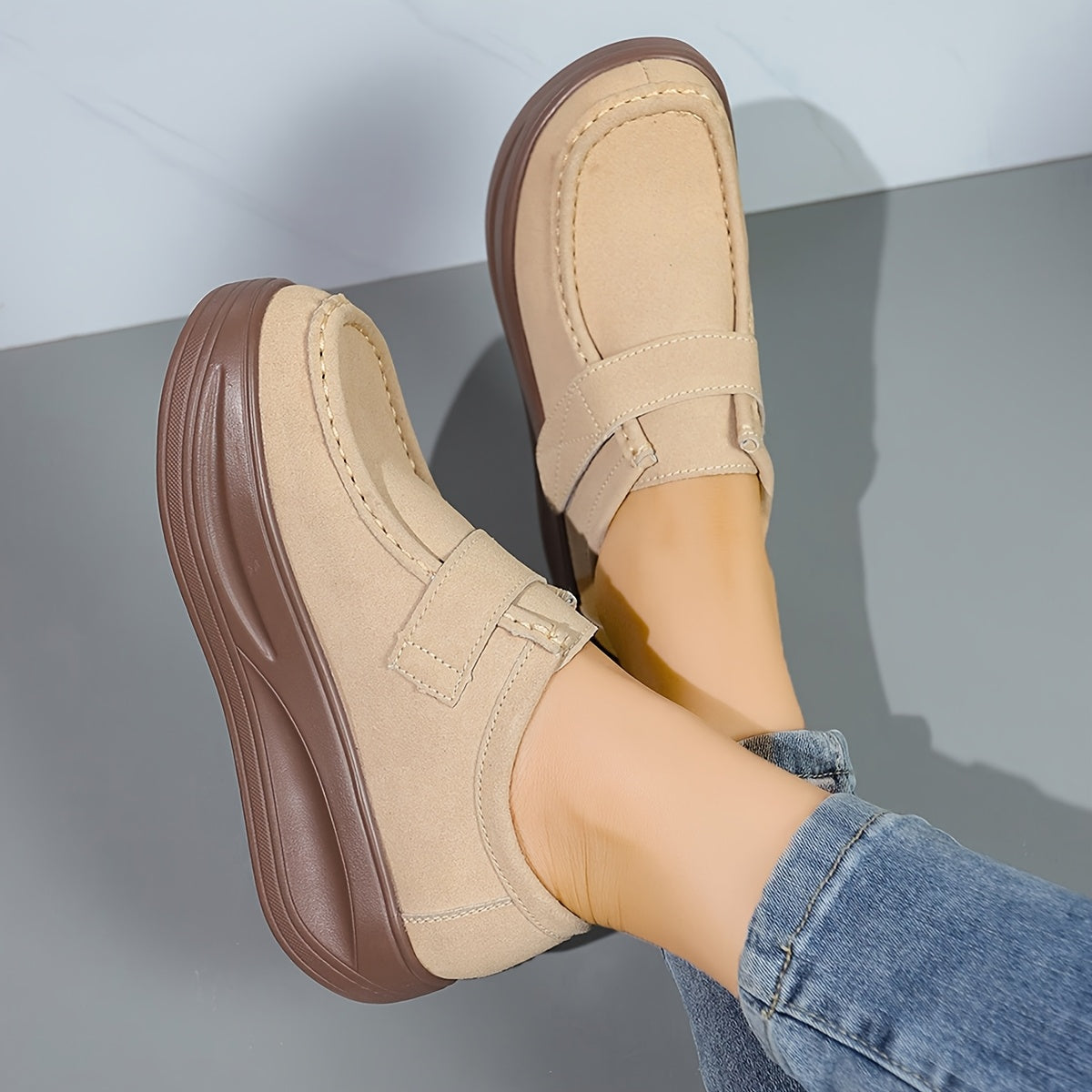 Women's Vintage-Inspired Slip-On Loafers Synthetic Cover All-Season Comfort