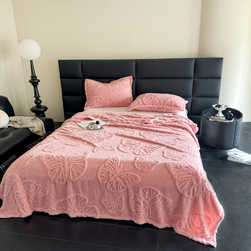 Manta de felpa de doble cara de color sólido con jacquard de franela para siestas