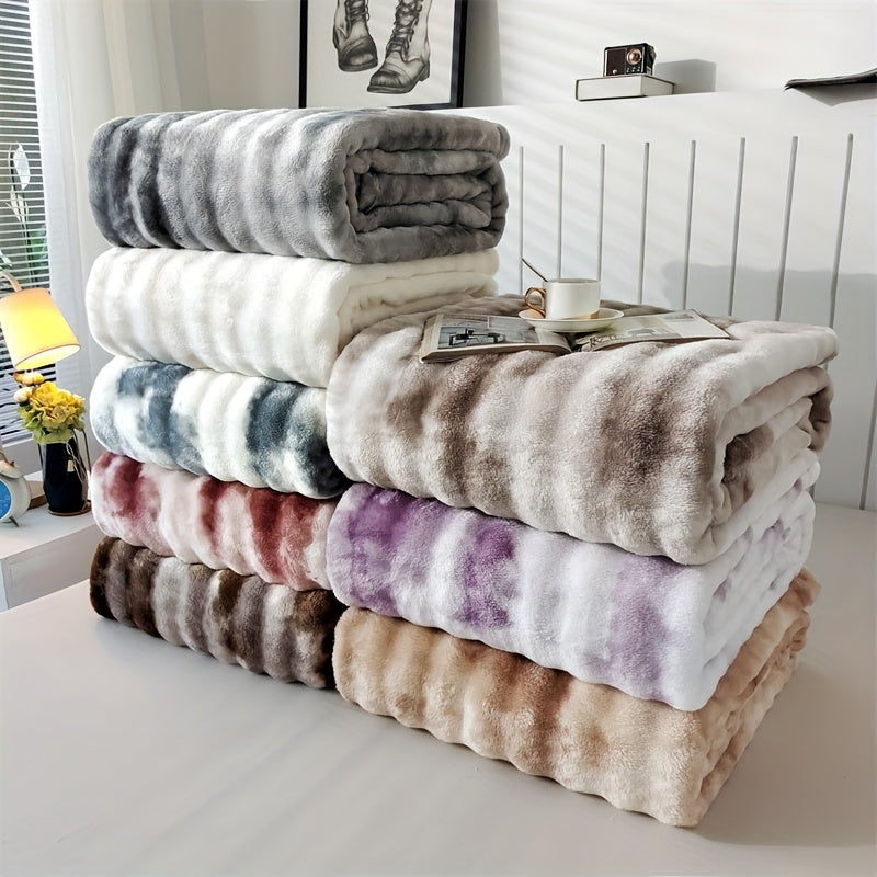 Soft Tie-Dye Faux Fur Throw Blanket for Couch Bed Sofa Travel 50x60 Inches