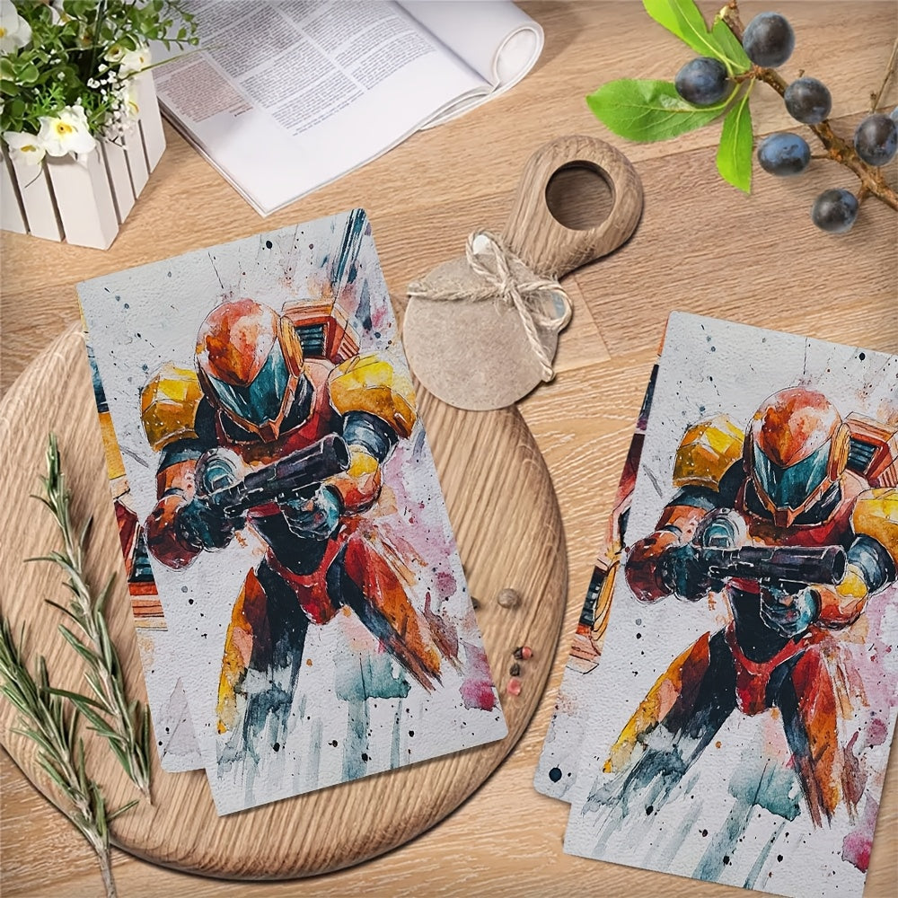 Set of 2 Ultra-Soft Absorbent Kitchen Towels 40x60cm with Samus Aran Design