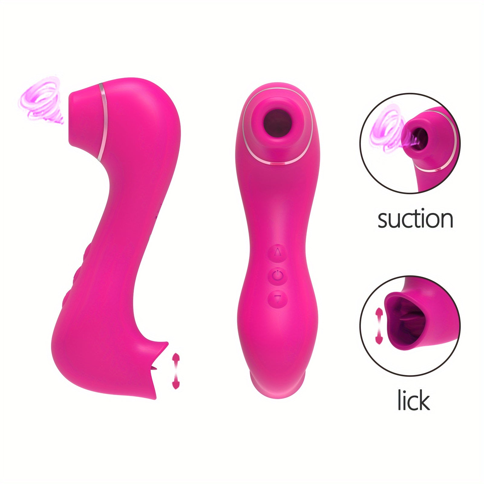 Pink USB Rechargeable Dual Suction Clitoral Stimulator for Women