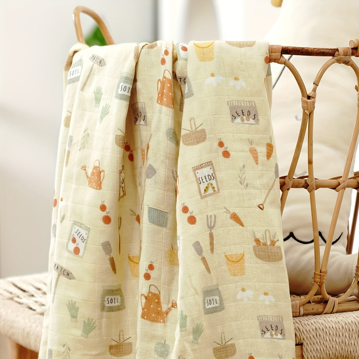 Baby Bamboo Cotton Blanket with Muslin Swaddle Wrap 119x109cm