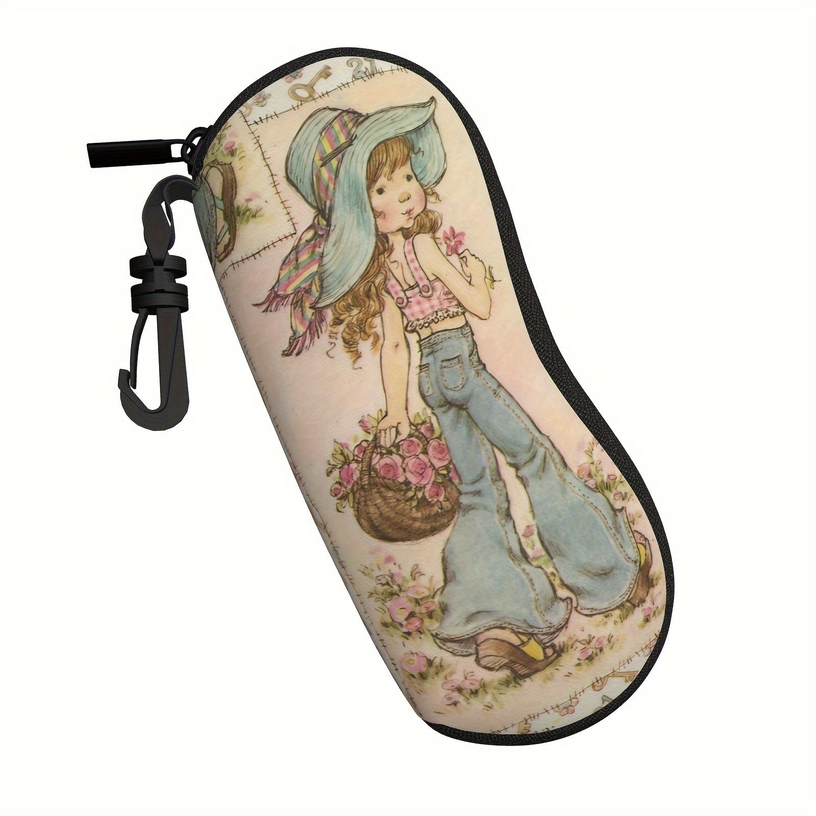 Flower Pattern Glasses Case with Zipper Closure Unisex Travel Storage Bag