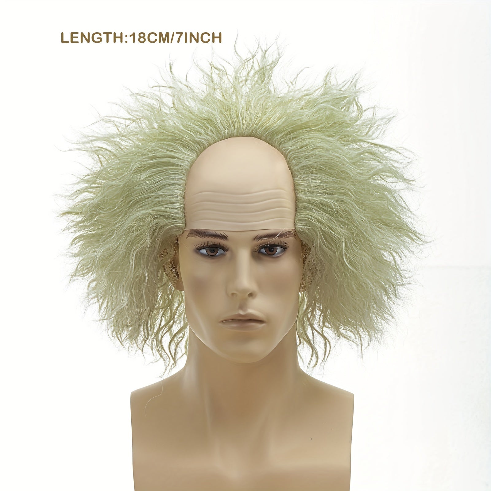 Green Curly Fiber Wig for Halloween Cosplay Costume Accessory