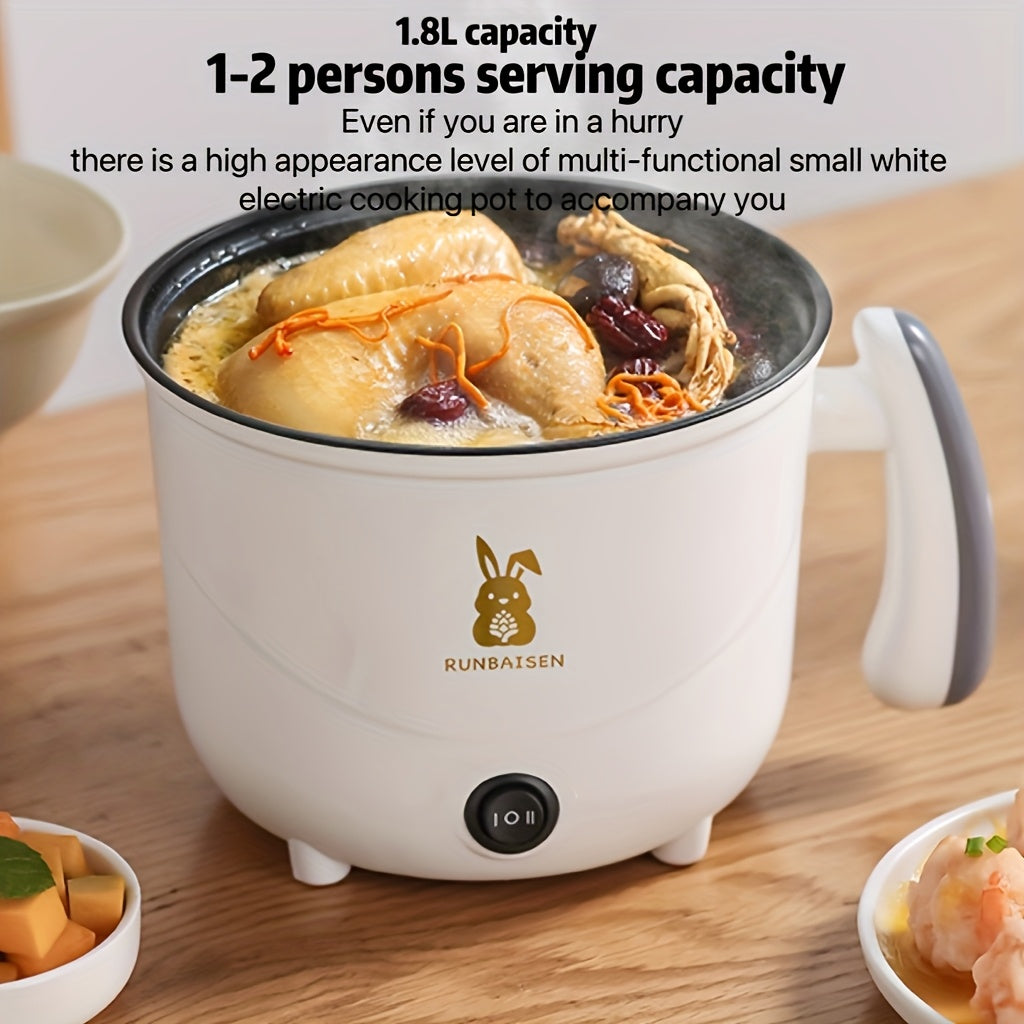 Olla eléctrica europea compacta para 1-2 personas para ramen, huevos, pasta, dumplings, sopa, gachas, avena