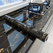 Black Marble Look Self-Adhesive Vinyl Wallpaper Roll 60cmx5m for Kitchens