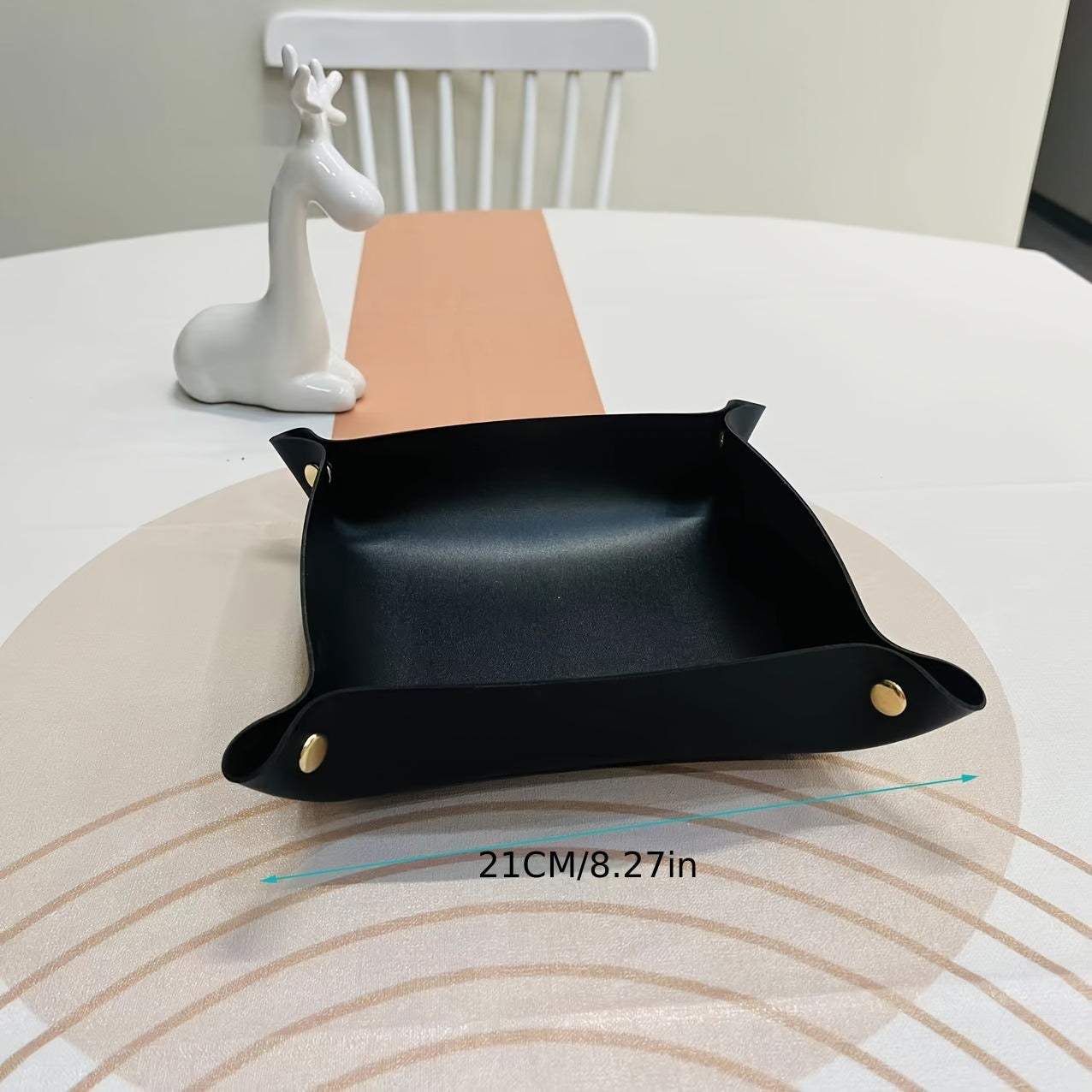 Caja de almacenamiento de cuero PU para escritorio, joyería, cosméticos, llaves y frutos secos