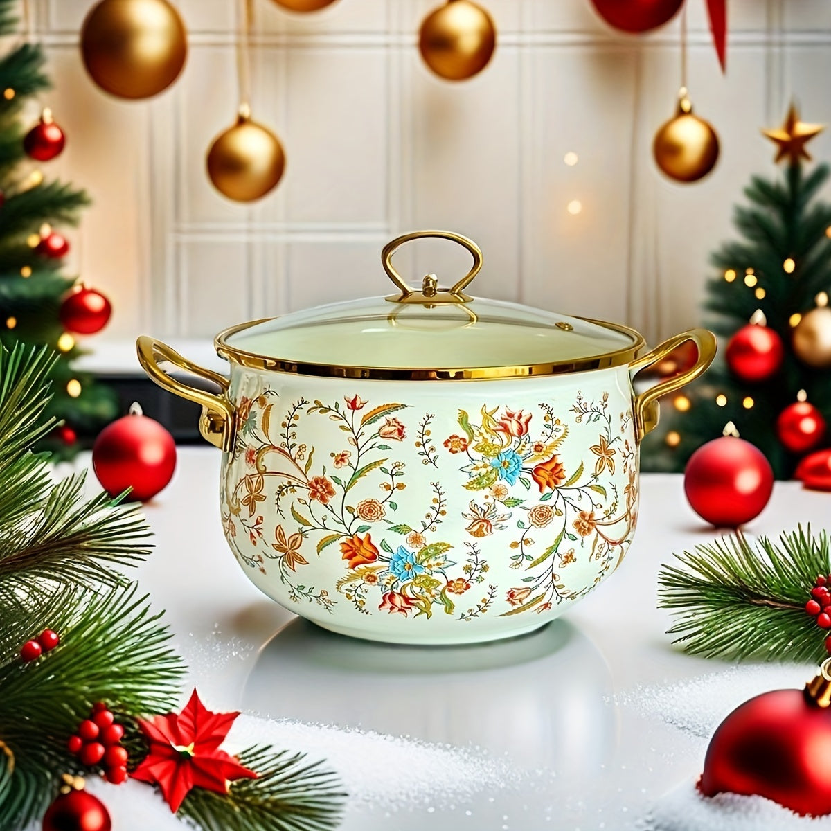 Enamel Saucepan 1 Piece Thick Enameled Pot for Stews Soups and Serving