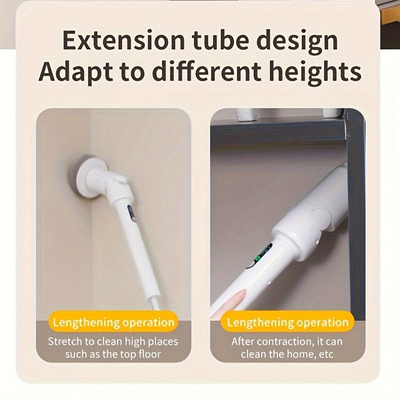 Wireless Electric Cleaning Brush with Telescopic Handle and 6 Brush Heads for Floor Bathroom Kitchen
