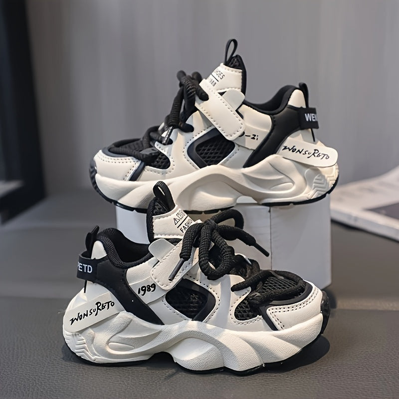 Boys' 2024 Fall Low Top Running Shoes Solid Color PVC Sole Fabric Upper Easy-On Closure