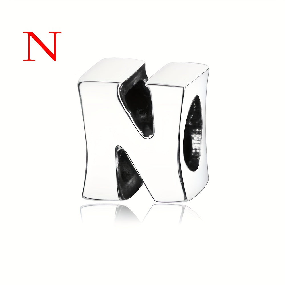 925 Sterling Silver Alphabet Letter Charms Beads for DIY Jewelry Making