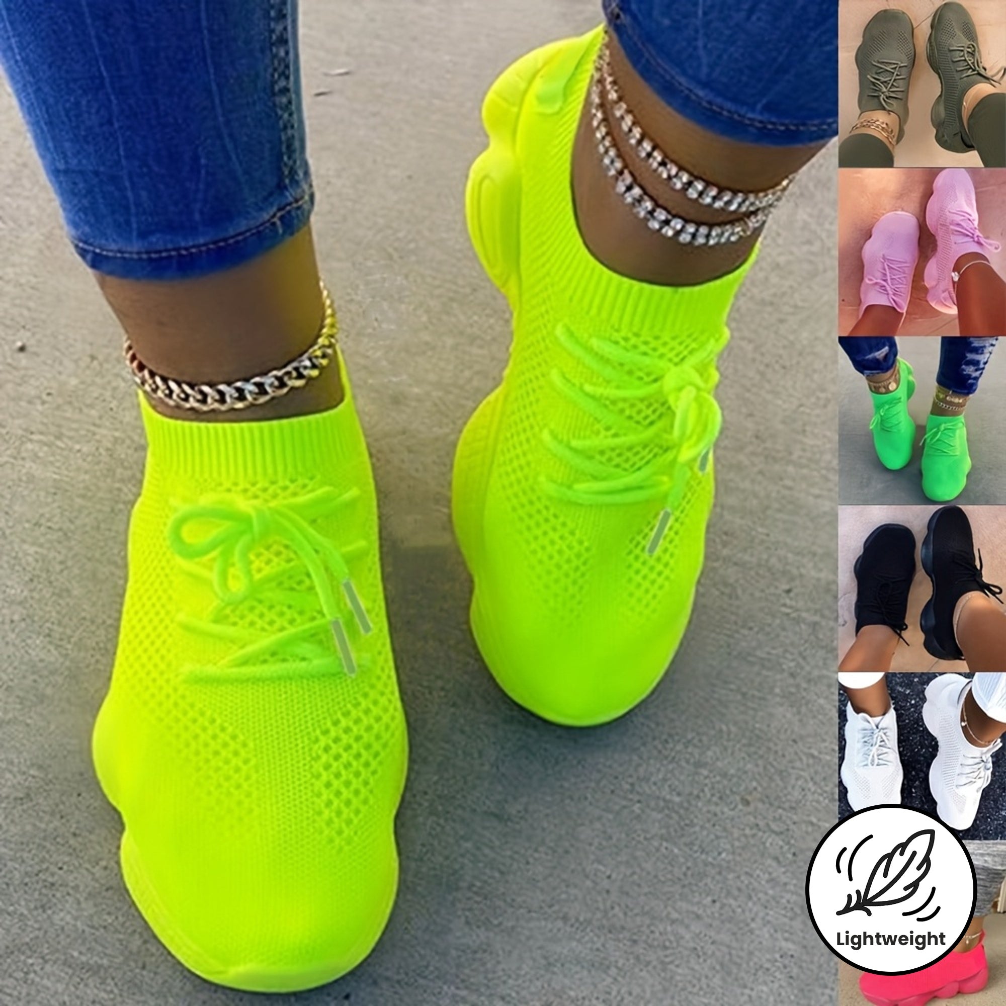 Plus Size White Casual Sneakers Women Mesh Lightweight Running Shoes