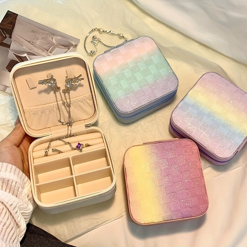 Caja de almacenamiento para joyas para pendientes, collares, anillos, pequeño organizador de viaje