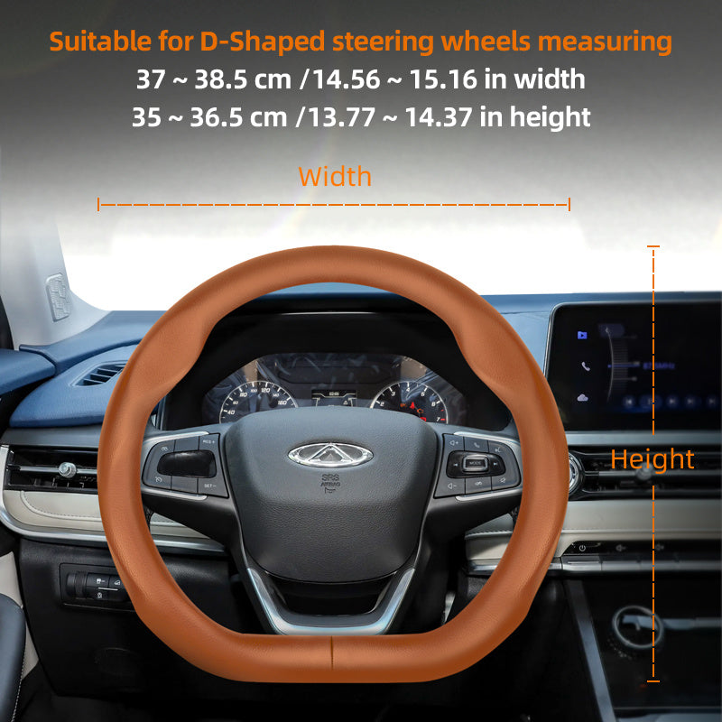 Universal Leather Steering Wheel Cover Breathable Thin Car Accessory Black Burgundy Brown