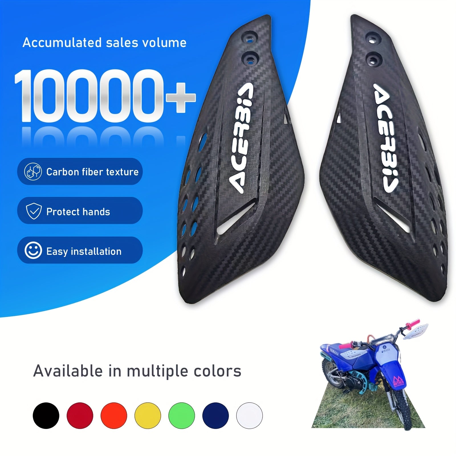 Off Road Motorcycle Hand Guards Carbon Fiber Look Dual-Sided Protective Shields for Dirt Bikes