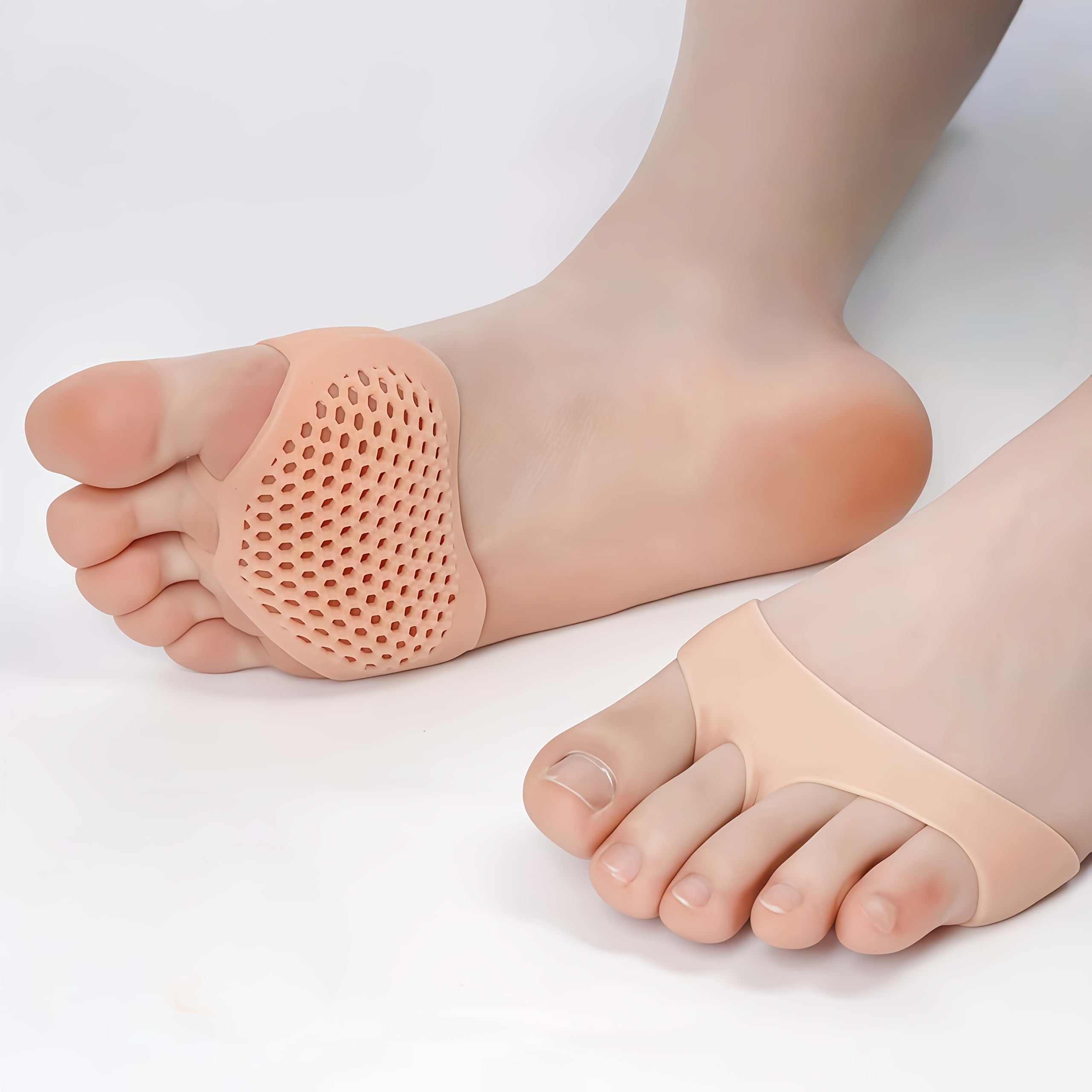 Women's Peach Silicone Forefoot Pads Half Insoles Breathable Cushioning