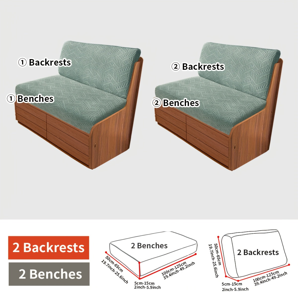 2-Piece Boho Style RV Sofa Cover Set Dust and Pet Scratch Protection Machine Washable