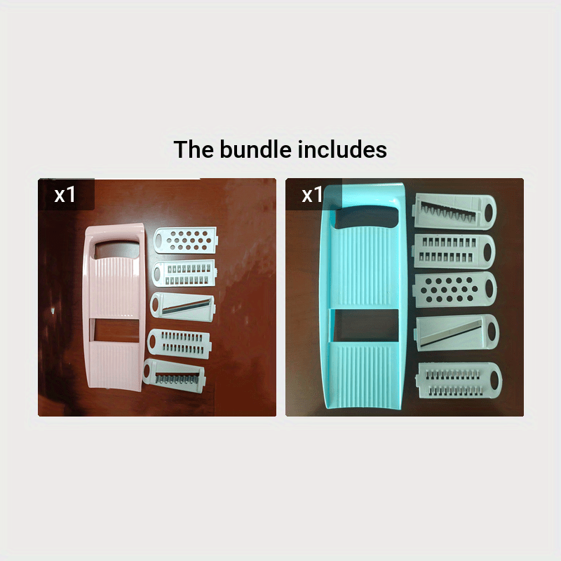 Manual vegetable slicer and grater set with interchangeable blades for slicing and grating