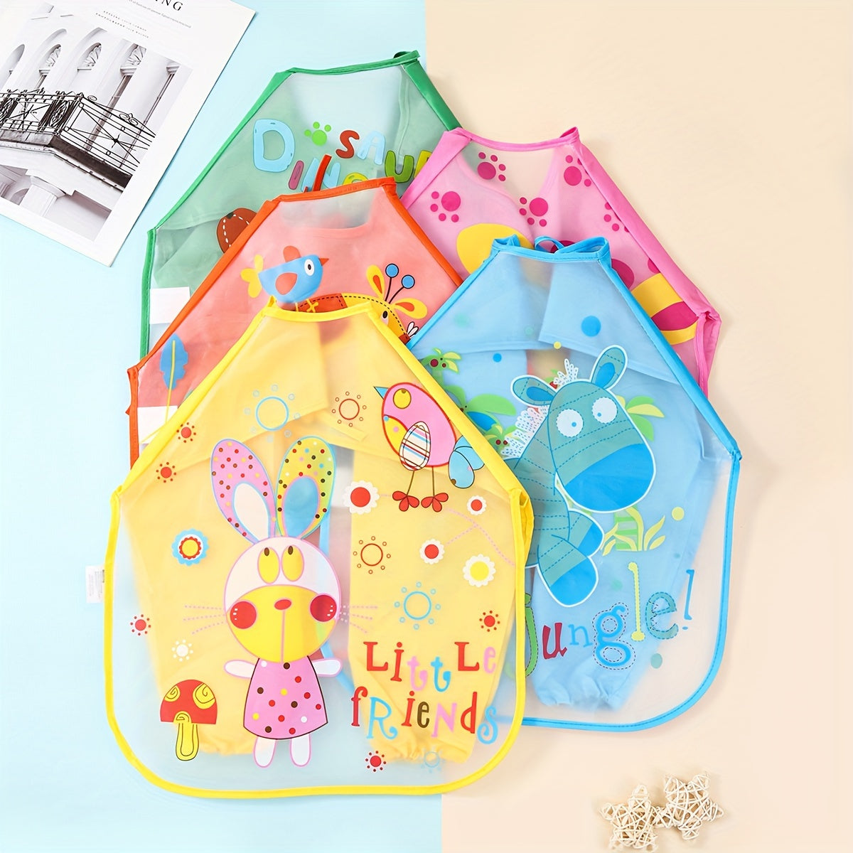 Kids Waterproof Paint Coveralls Aprons with Lunch Pockets for Children 0+ 3+