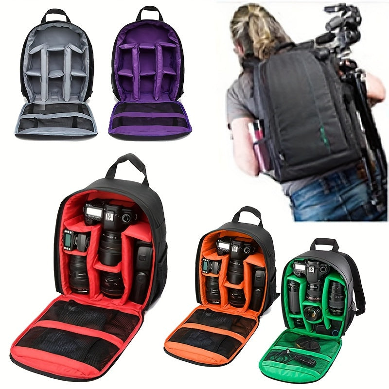 Mochila para cámara impermeable con divisores personalizables, correas acolchadas para hombros para cámaras DSLR, negro