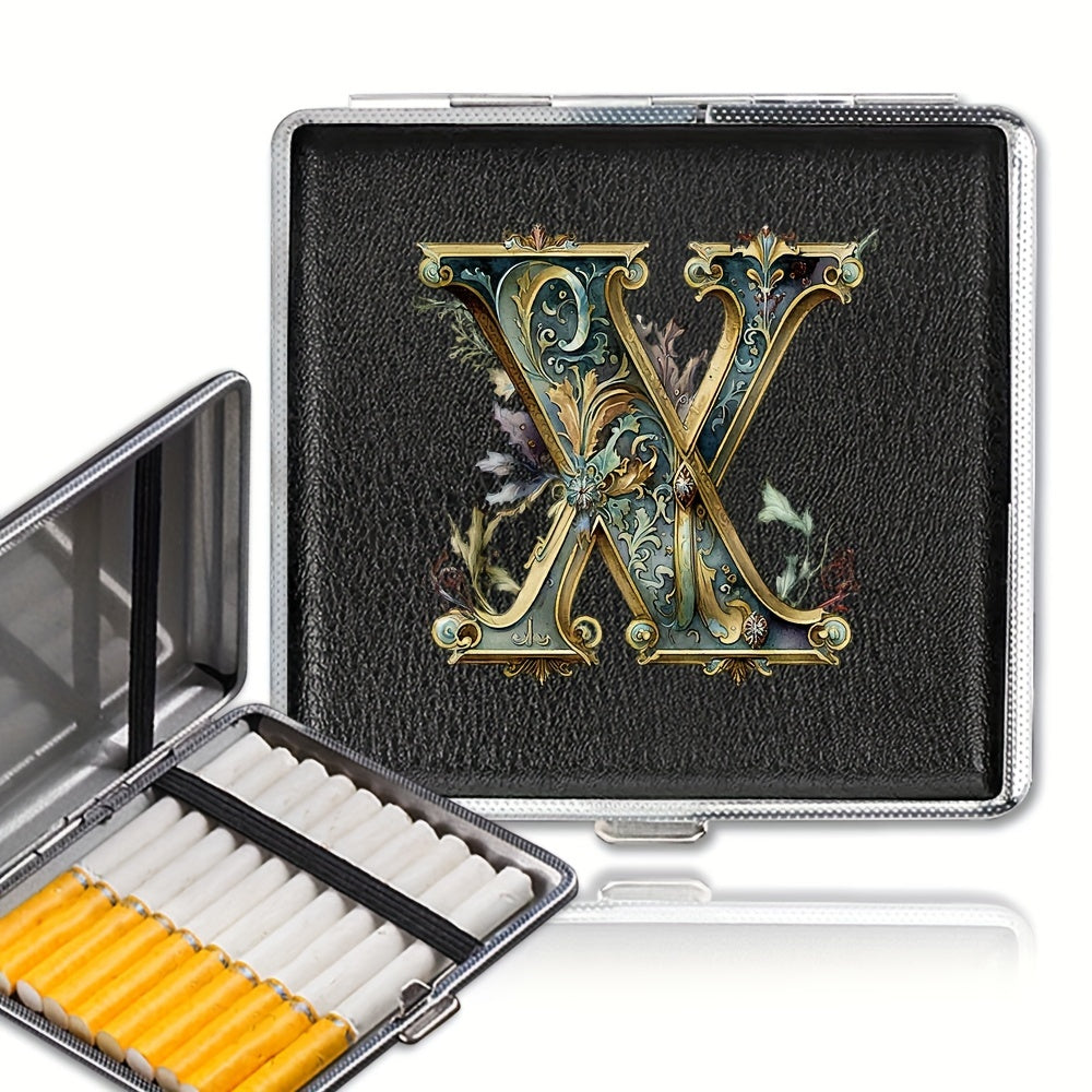 Unisex zanglamaydigan po'latdan yasalgan sigareta qutisi, 20 ta sigareta uchun, gul naqsh bilan