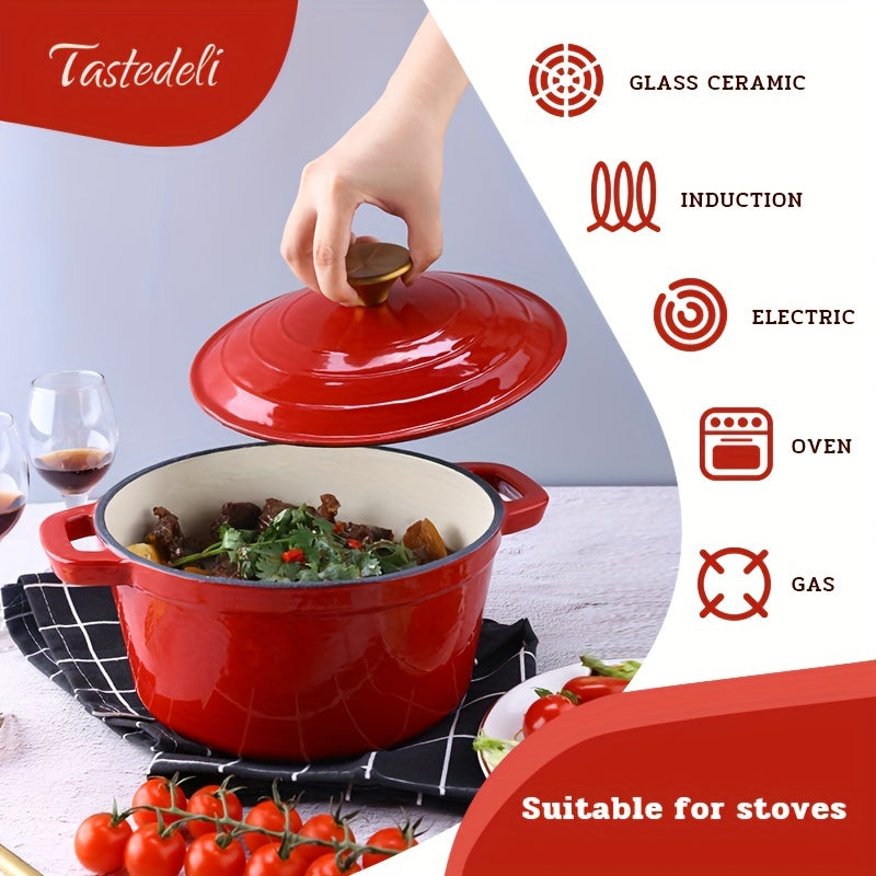 Enamelled Cast Iron Dutch Oven 20cm 2.75qt Round Kitchen Cookware