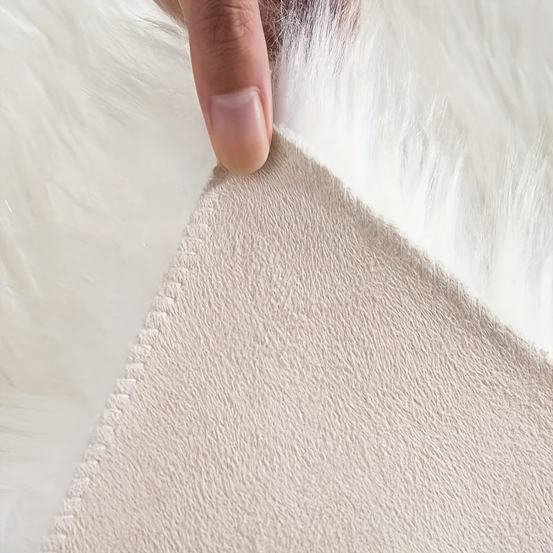 White Faux Sheepskin Rug Soft Plush Washable Bedroom Floor Carpet